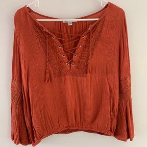 American Eagle Rust Peasant Blouse